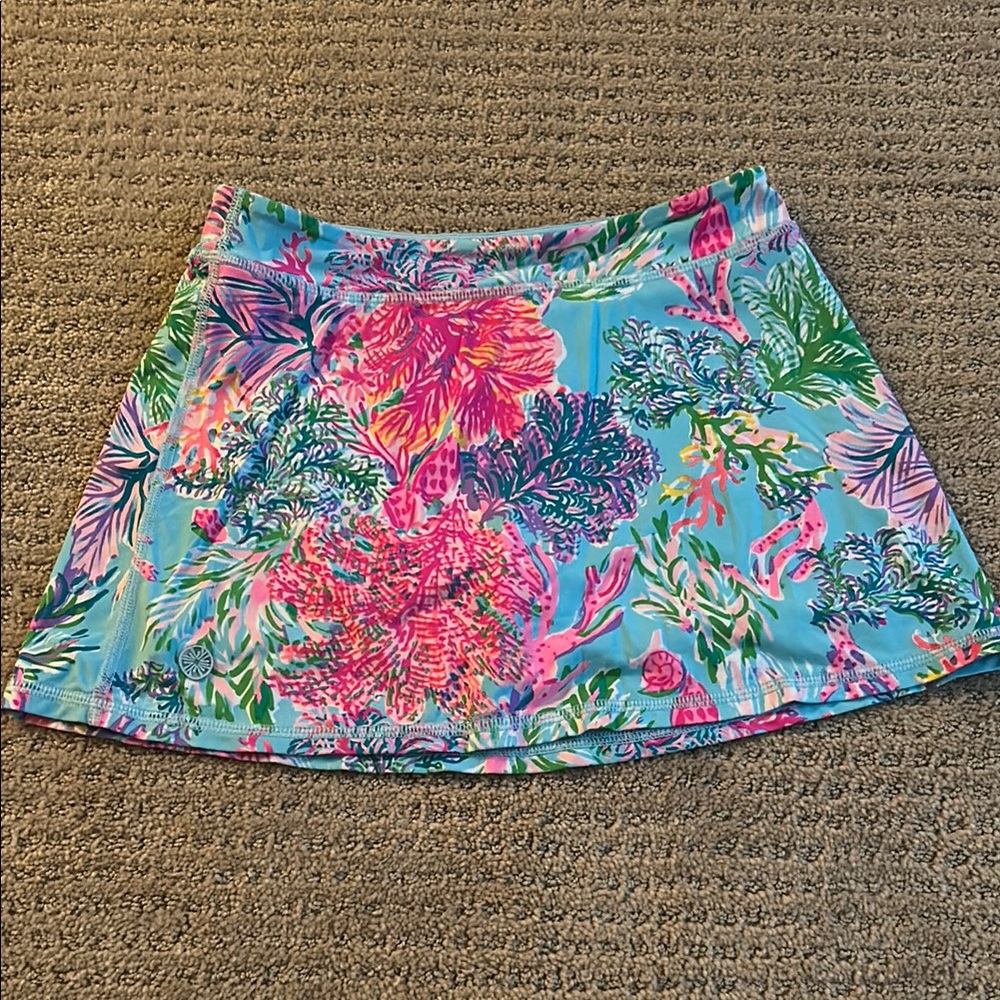 Lilly Pulitzer Girls Luxletic Pink and Blue Skater Mini Skirt - 8-10